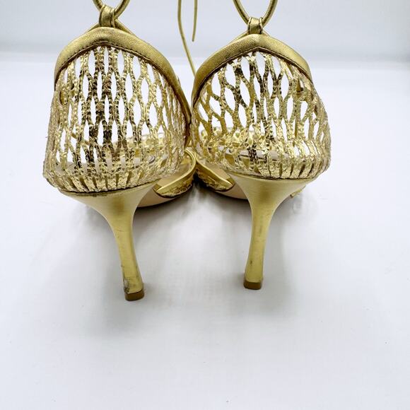 BOTTEGA VENETA Metallic leather-trimmed mesh pumps (Size 38.5) - Picture 11 of 16